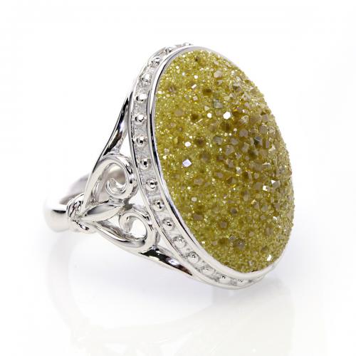 Galaxia Ring With Lab-Grown Yellow Diamond Druzy